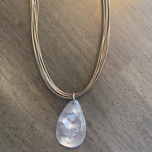 Silpada retired Gold leather and silver pendant necklace